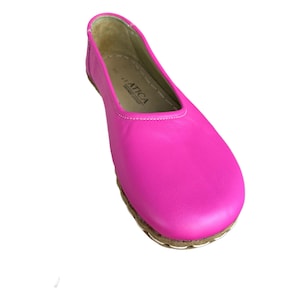 Handmade Leather Grounding Sandals: Soft Sole Barefoot Shoes / Pink