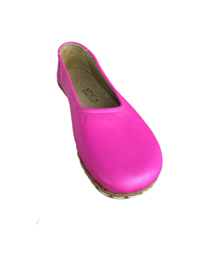 Handmade Leather Grounding Sandals: Soft Sole Barefoot Shoes / Pink