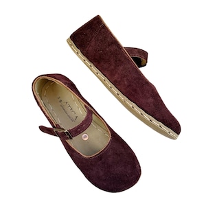 Barefoot Sandals for Women, Minimalist Shoes, Women Leather, Mary Jane, Burgundy