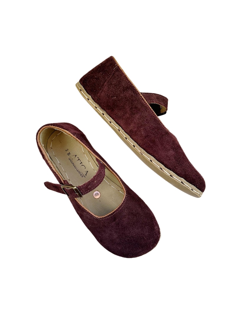Barefoot Sandals for Women, Minimalist Shoes, Women Leather, Mary Jane, Burgundy