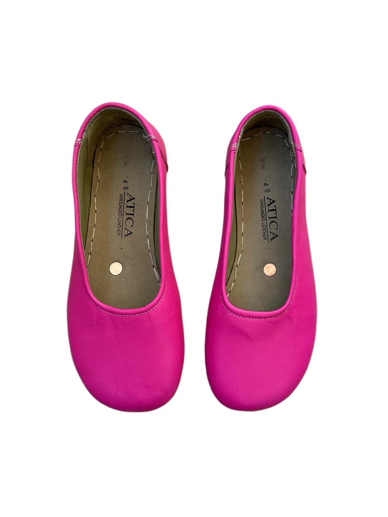 Handmade Leather Grounding Sandals: Soft Sole Barefoot Shoes / Pink