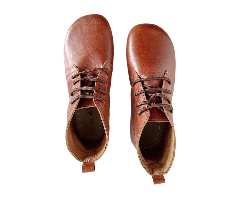 Womens Handmade Leather Grounding Boots |  | Barefoot Boots | Antique Brown