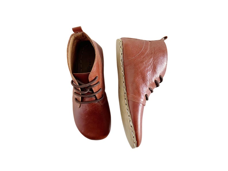 Womens Handmade Leather Grounding Boots |  | Barefoot Boots | Antique Brown