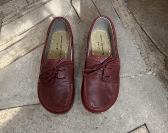 Zapatos Oxford de cuero hechos a mano • Zapatos con cordones burdeos descalzos Zero Drop