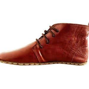 Womens Handmade Leather Grounding Boots |  | Barefoot Boots | Antique Brown