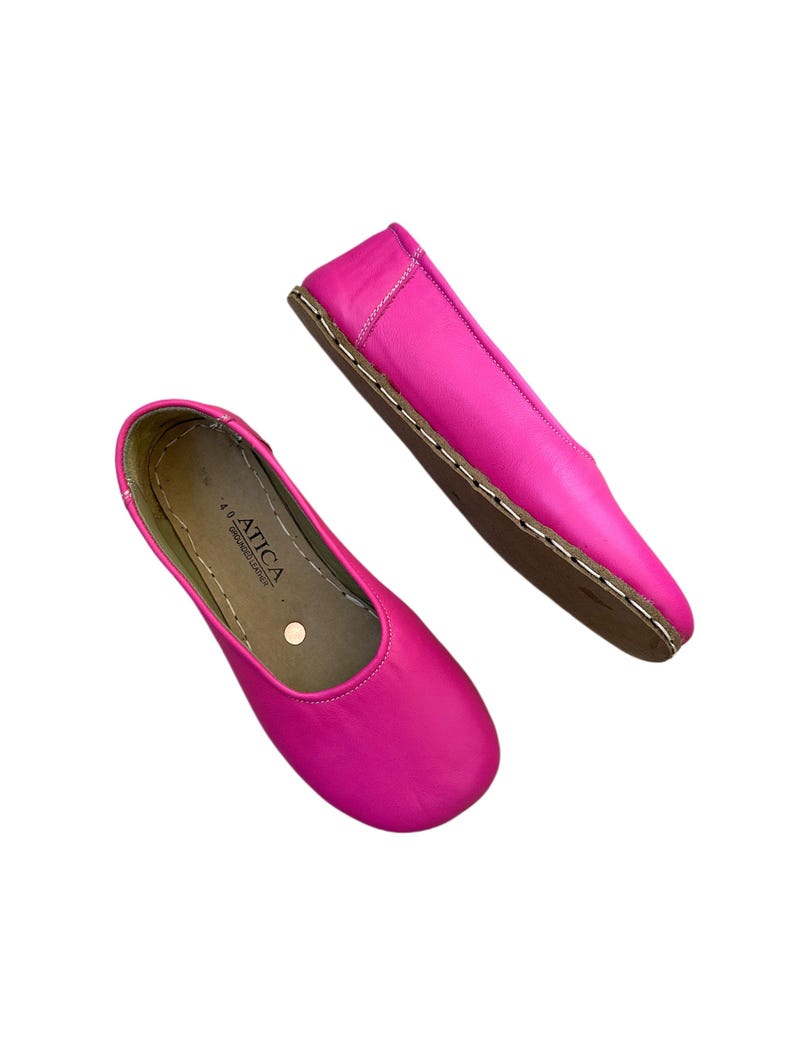 Handmade Leather Grounding Sandals: Soft Sole Barefoot Shoes / Pink