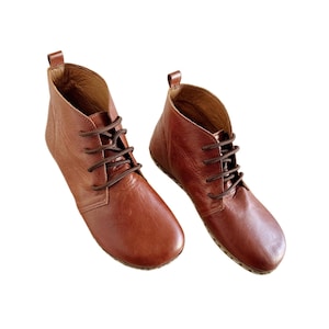 Womens Handmade Leather Grounding Boots |  | Barefoot Boots | Antique Brown
