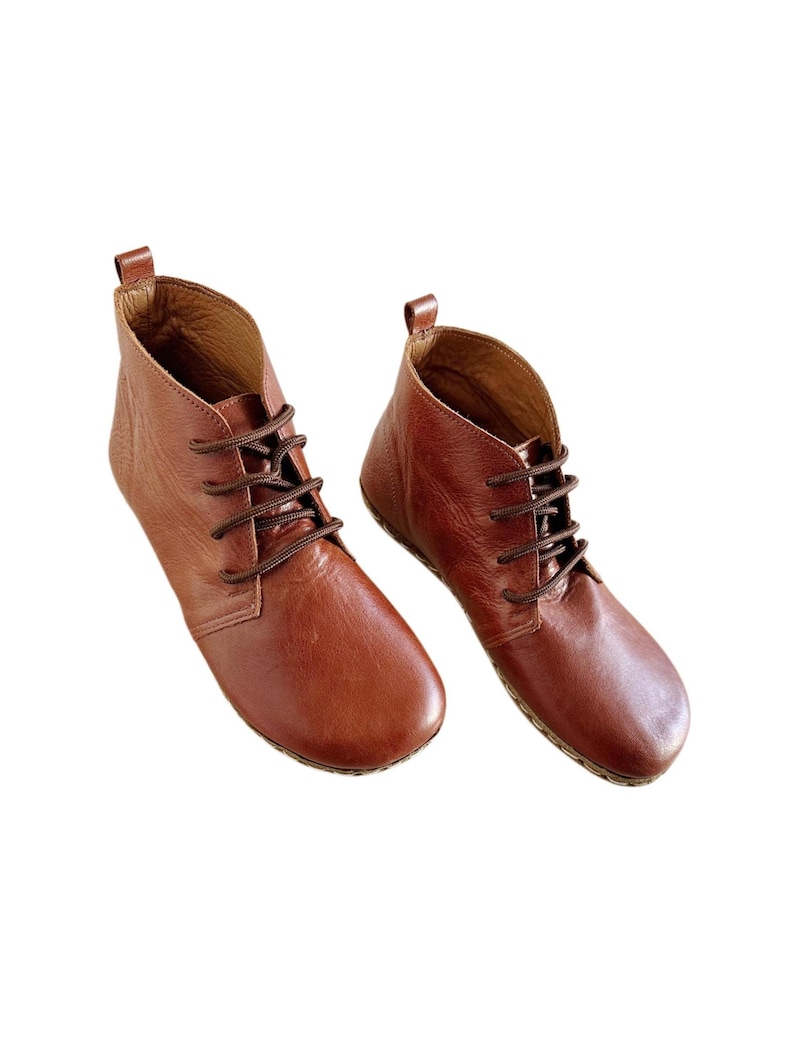 Womens Handmade Leather Grounding Boots |  | Barefoot Boots | Antique Brown