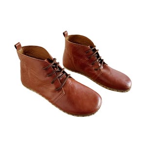 Womens Handmade Leather Grounding Boots |  | Barefoot Boots | Antique Brown