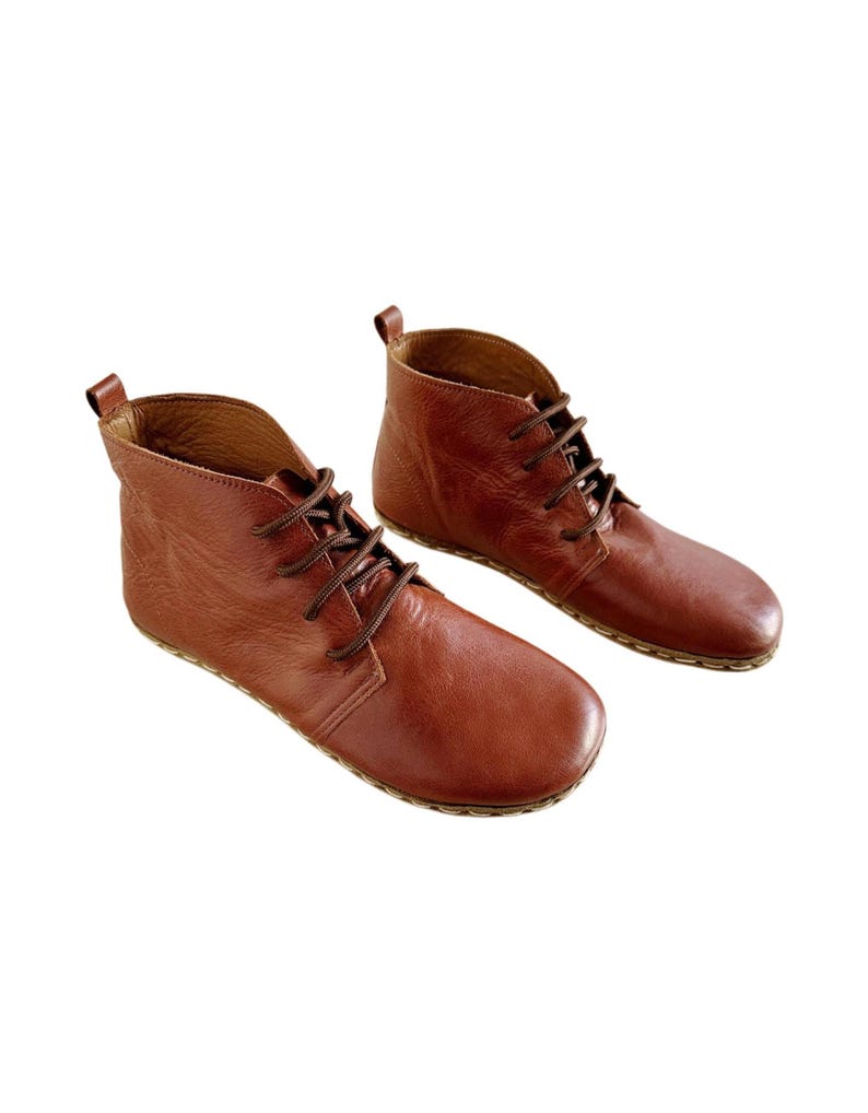 Womens Handmade Leather Grounding Boots |  | Barefoot Boots | Antique Brown