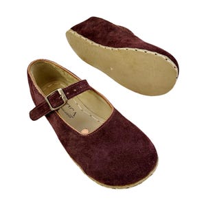 Barefoot Sandals for Women, Minimalist Shoes, Women Leather, Mary Jane, Burgundy