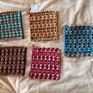 Handvävd stor vävstol 20 cm vävd retro grytlapp - Sheeves-mönster