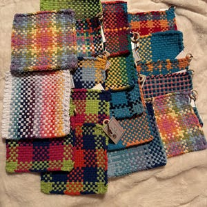 Handvävd stor vävstol 20 cm vävd retro grytlapp - Olika mönster och färger