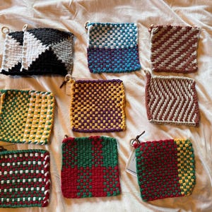 Handvävd traditionell vävstol 13 cm grytlapp/underlägg