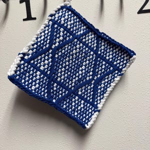 Handvävd stor Pro Loom 20 cm grytlapp/underlägg - Davidsstjärna