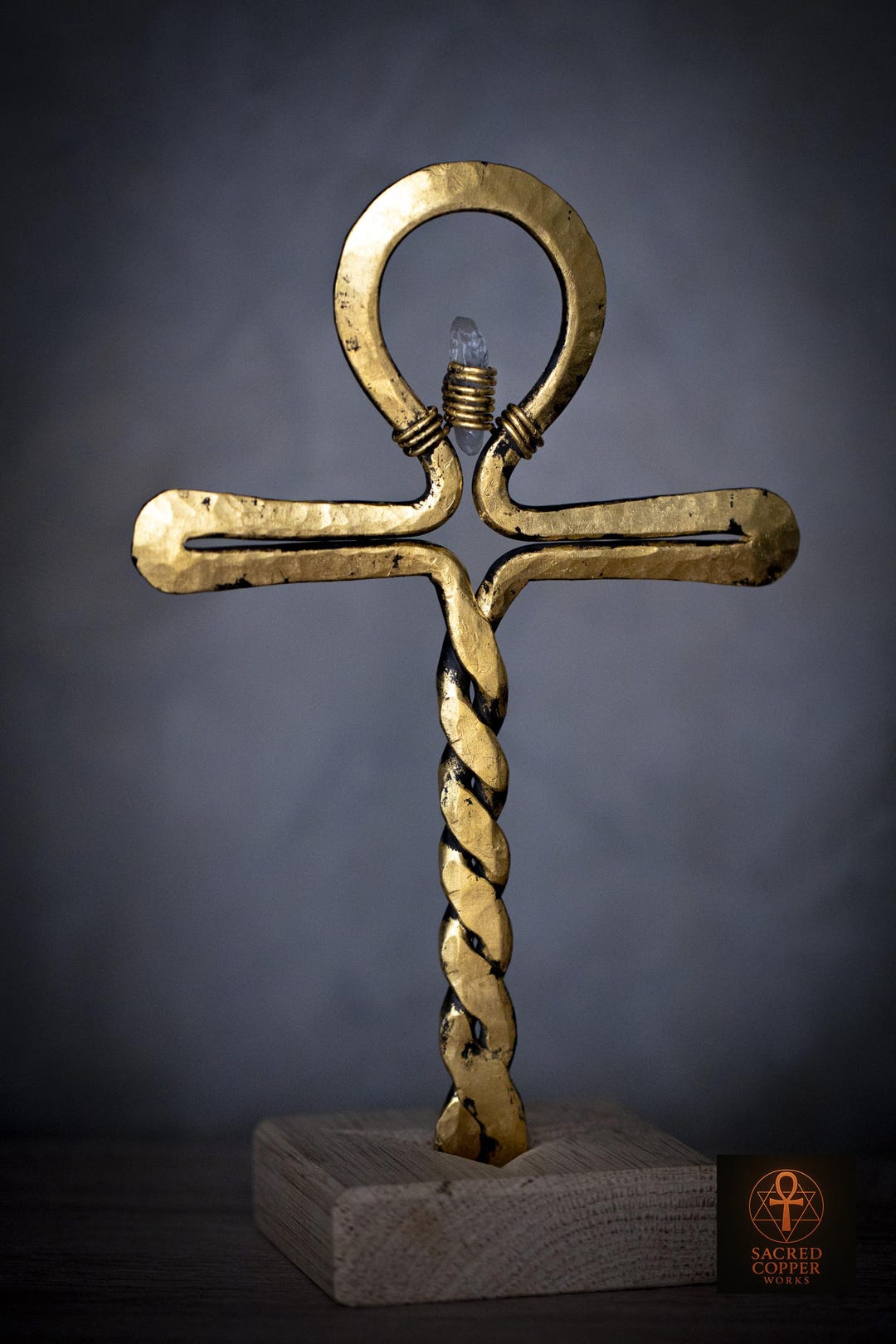 Ritual Ankh With Gold Leaf & Quartz Stem – Forged in Fire – Large ...