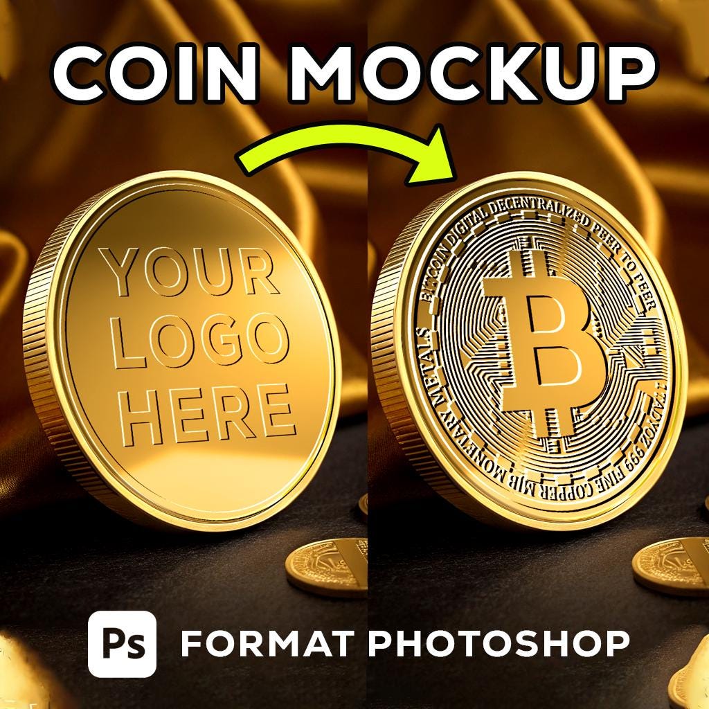 Gold Coin Mockup PSD | Editable Photoshop Template for Logo, Branding &  Crypto | Digital Download - Etsy