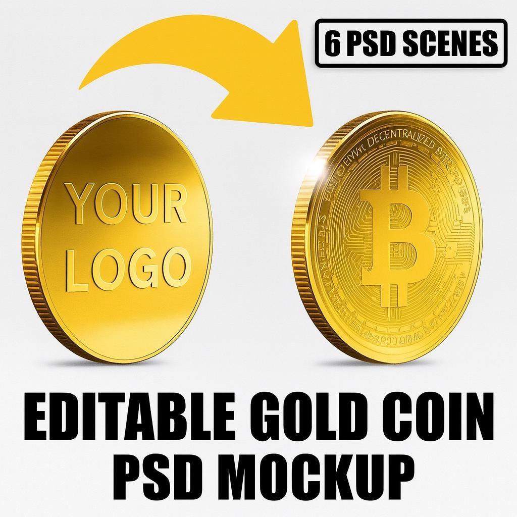 Gold Coin Mockup PSD | Editable Photoshop Template for Logo, Branding &  Crypto | Digital Download - Etsy