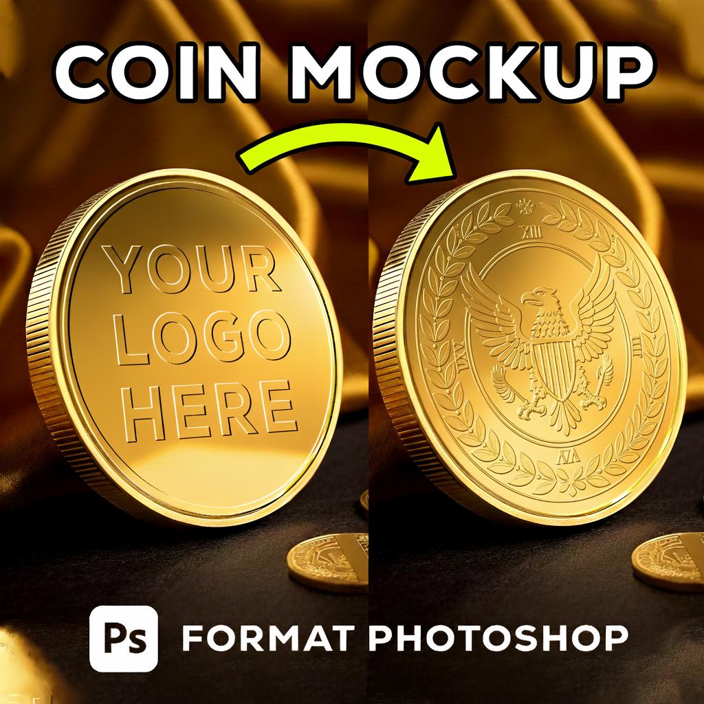 Gold Coin Mockup PSD | Editable Photoshop Template for Logo, Branding &  Crypto | Digital Download - Etsy