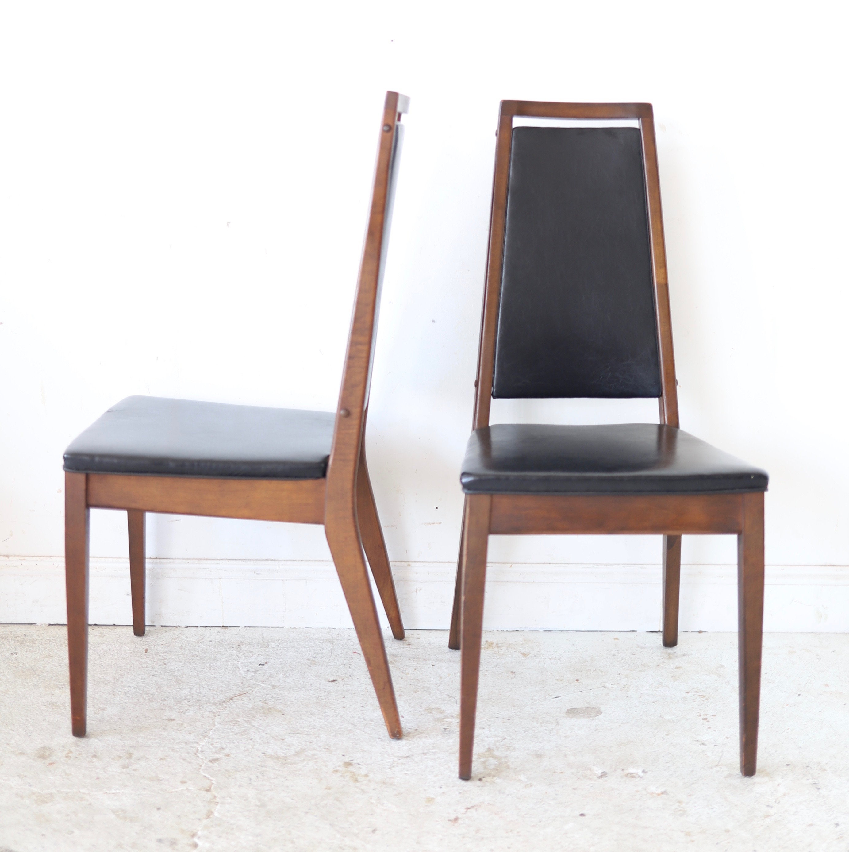 Set of 5 Vintage Mid Century Modern Black Dining Chairs Etsy