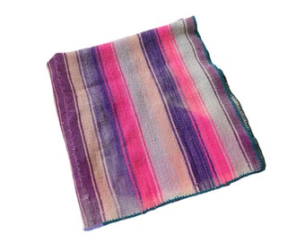 Vintage South American Handmade Throw Blanket Textile Wool - Pink, Purple, Blue, Grey