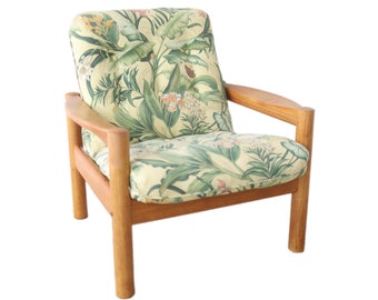 Vintage Mid Century Modern Domino Arm Chair - Tropical Print