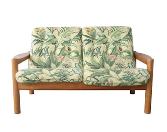 Vintage Mid Century Modern Domino Loveseat - Tropical Print