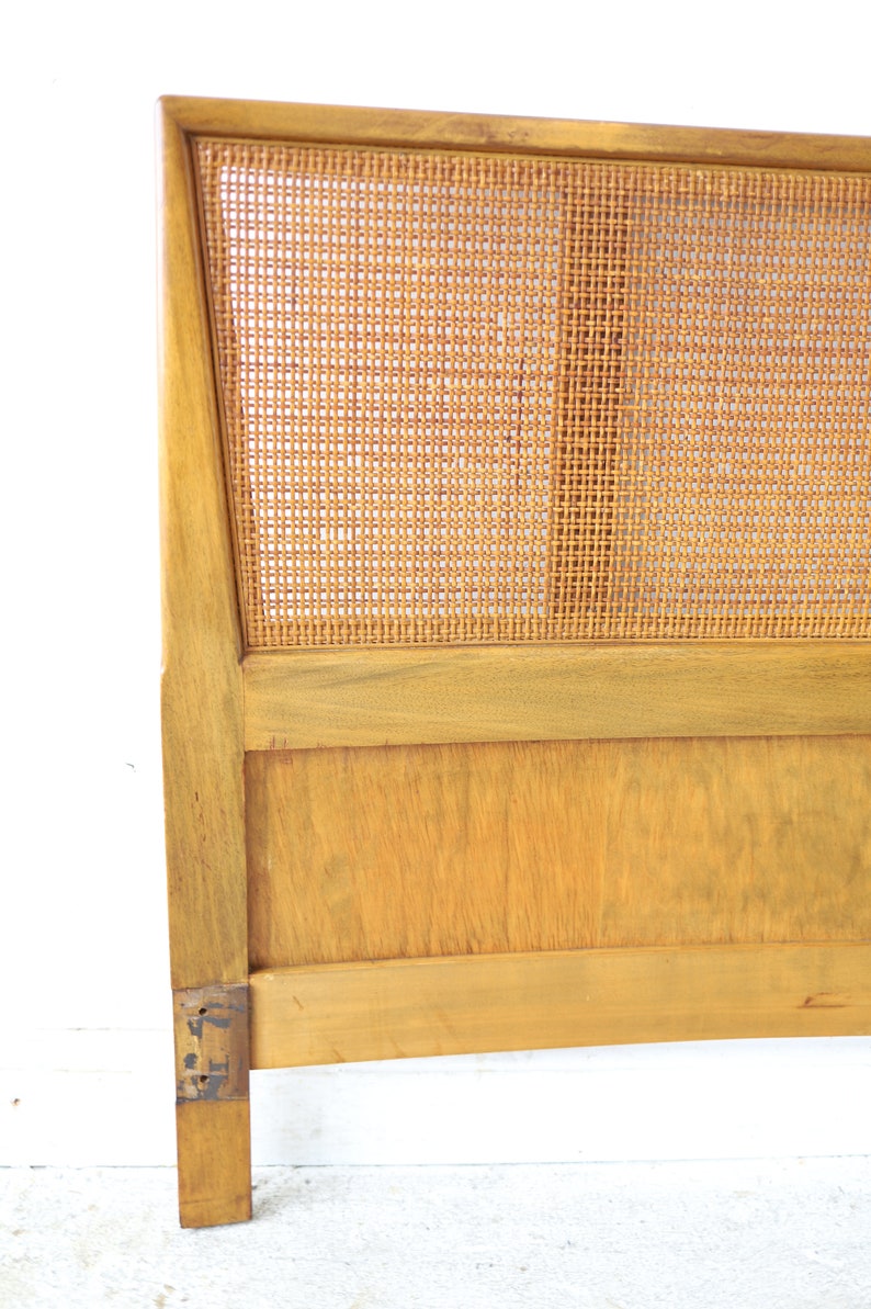 Vintage Mid Century Modern Full Headboard With Caning Etsy