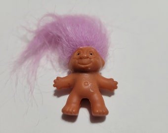 Troll Doll Pencil Topper, Lavender/Purple Hair, Vintage Toy, 1.5 Inches