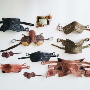 Mini Selle Western Vintage En Cuir – 4 Pouces – Pour Maison De Poupée Ou Poney Miniature