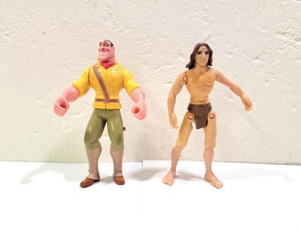 Tarzan, 2 Vintage Toy Figures, Clayton, Cake Toppers, Disney