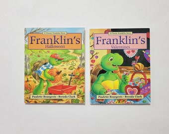 Franklin’s Halloween and Franklin’s Valentines Vintage McDonald’s Small Softcover Books Turtle Paulette Bourgeois Brenda Clark 1996/1998