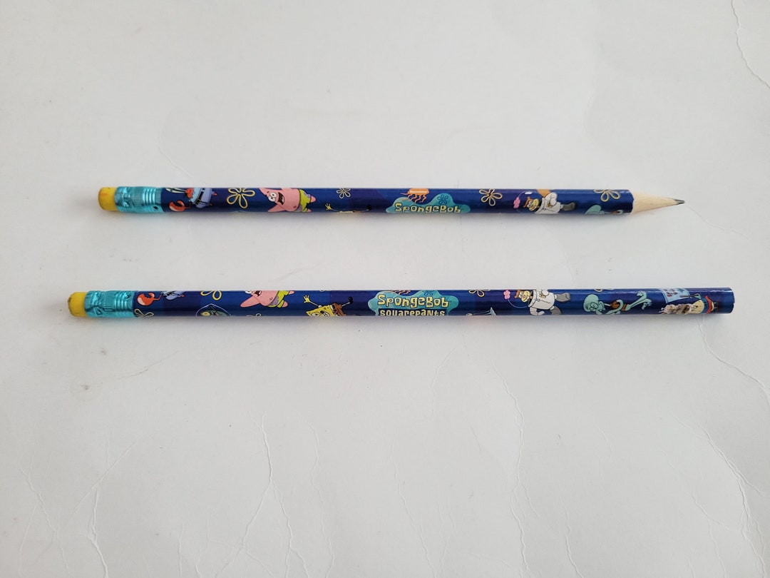 Spongebob Squarepants 2 Vintage Pencils Blue Cartoon 2001 Etsy