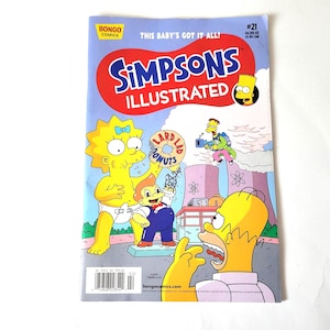 May include: Simpsons Illustrated comic book, issue #21, featuring characters like Bart, Lisa, and Homer Simpson. The cover has a blue background with the title in red and yellow. The comic book has the text "THIS BABY'S GOT IT ALL!"