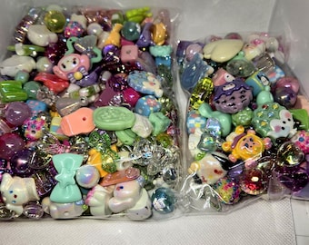 Kawaii Pastel Beads & Charms Mix: DIY Jewelry Supplies (500g Bag)