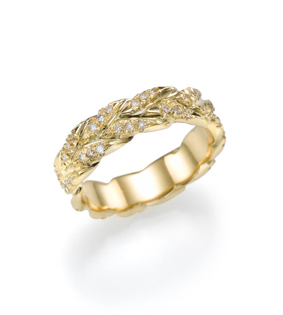 Items similar to Braided Antique Style Diamond Wedding Ring in 14k