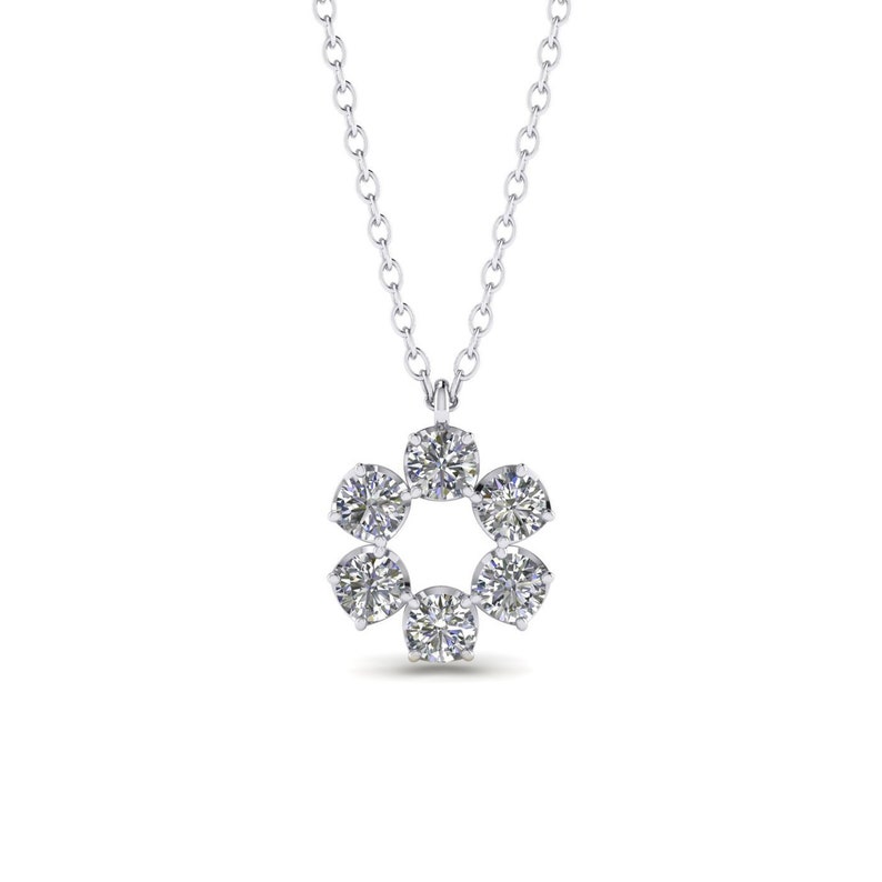 14k White Gold Eternity Circle Halo Diamond Pendant Necklace Image 0