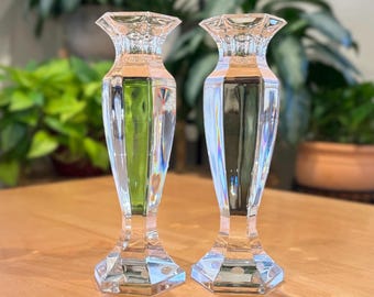 Pair of Nachtmann Crystal Candlestick Holders, Made in Germany