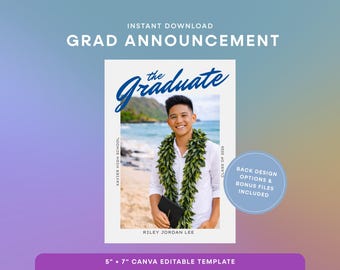 Graduation Announcement Template | Canva Editable Template, High School Graduation Card, Senior Announcement, Class of 2026 | GR-002