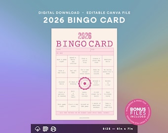 Printable 2026 Bingo Card | Good Things | Bingo Card Template, Goal Tracker, Goal Planner, Resolutions, Vision Board | Editable Canva 5x7