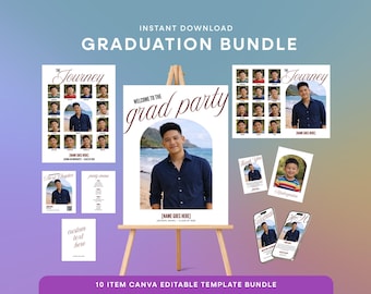 Graduation Party Bundle Template | Canva Editable Template, High School Graduation Party, Grad Party Decor, Class of 2026 | BGR-006