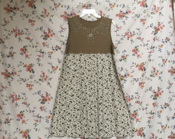 Upcycled Clothing Romantic Tank dress, Shabby Chic Dress, Upcycled bohemian Dress, Tiny Floral Print Vintage Skirt