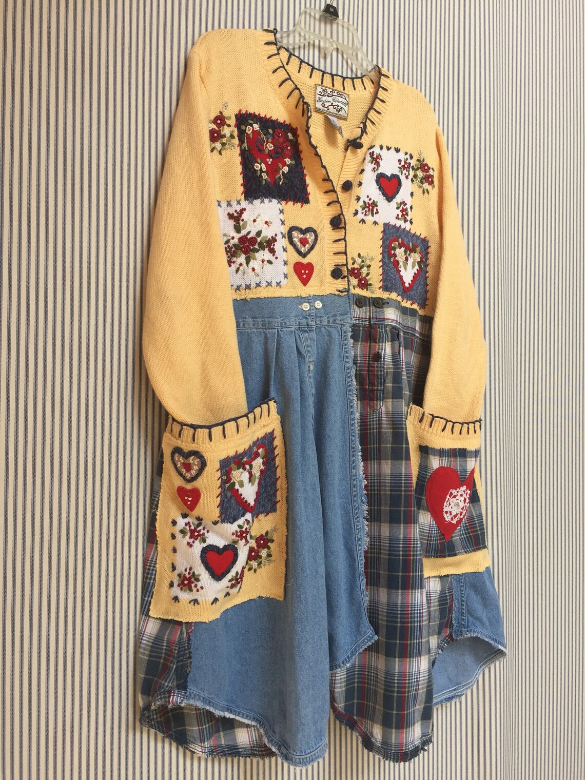 Upcycled Patchwork Sweater Coat Embroidered Romantic Shabby Etsy