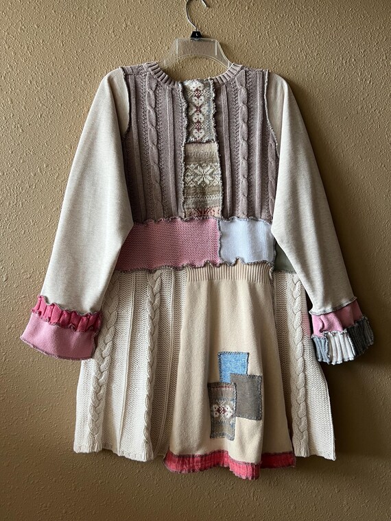 Upcycled Recontructed Patchwork Tunic Sweater Dre… - image 8