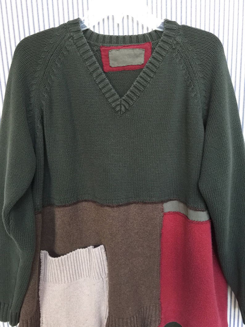 Upcycled Patchwork Oversized Sweater Thick Rustic Cotton | Etsy