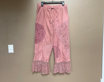 Hand Dyed Shabby Chic Cotton & Crochet Bloomers size L