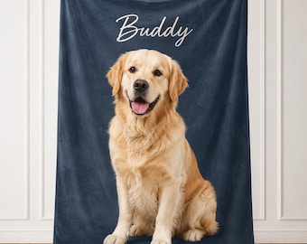 Custom Pet Photo Blanket, Personalized Dog Portrait Blanket, Pet Memorial Gift, Cat Picture Blanket