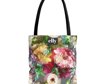 Watercolor Peony Floral Tote Bag | Personalized Everyday Essential