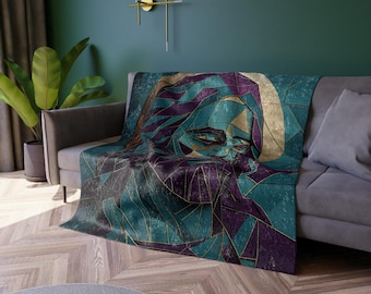 Jesus Christ Blanket, Crushed Velvet Blanket