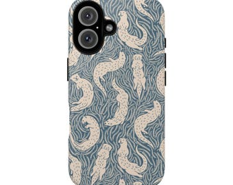 Playful Otter Pattern Personalized Phone Case Tough Protective Case for iPhone 17 16 15 14 13 12 Air Pro Max Samsung S25 S24 S22 Ultra